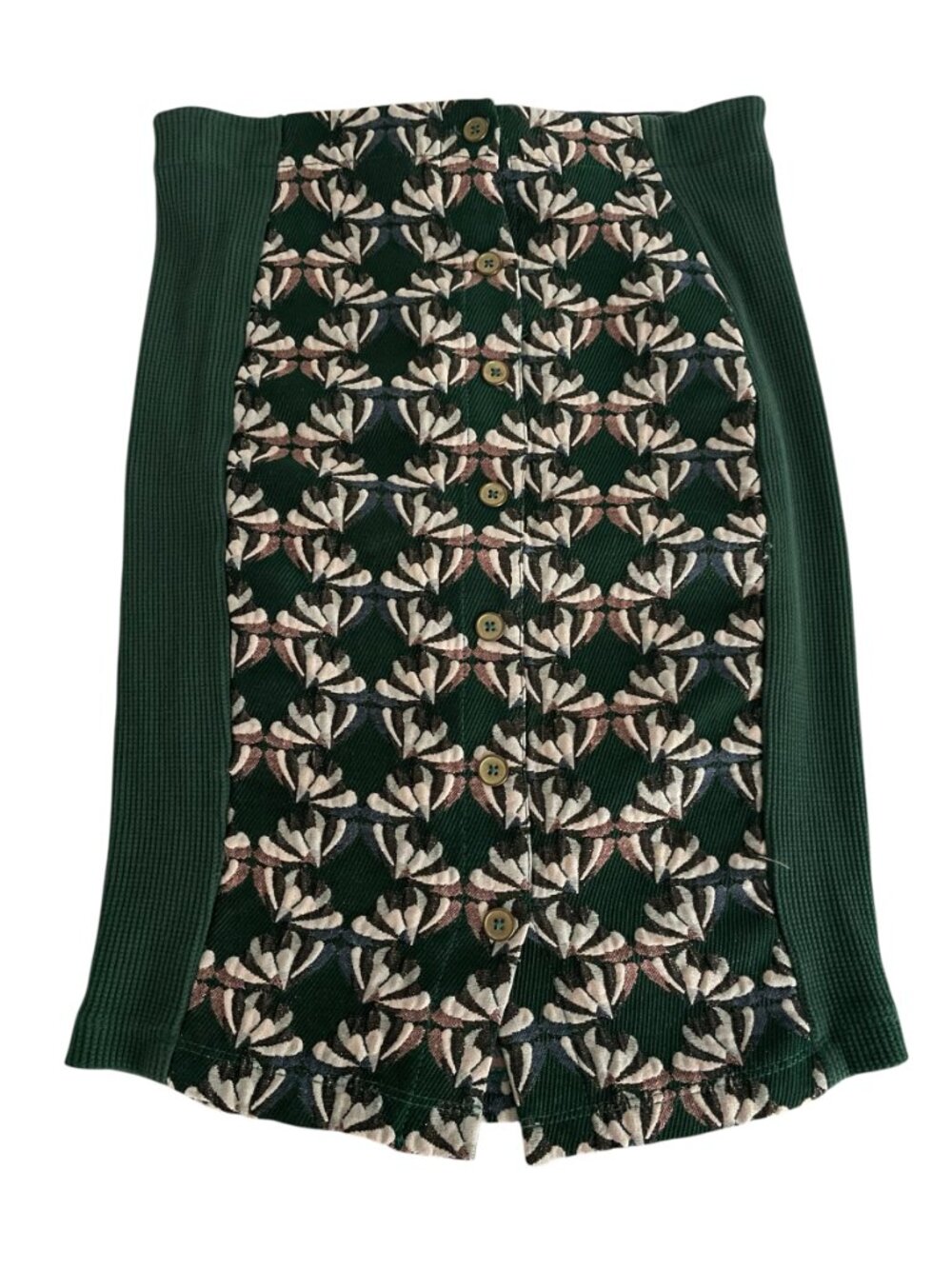 Anthropologie Dolan Left Coast Green Jacquard Button Down Pencil Skirt Sz XS - Picture 5 of 9